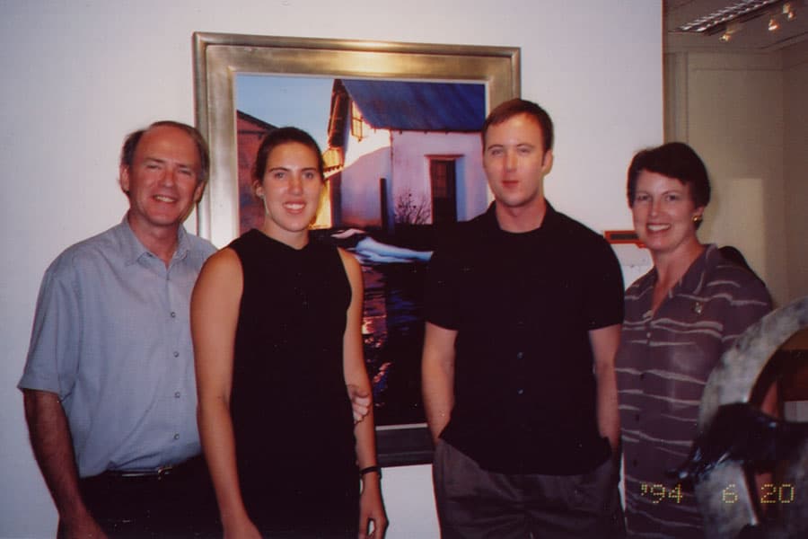 Family at gallery opening