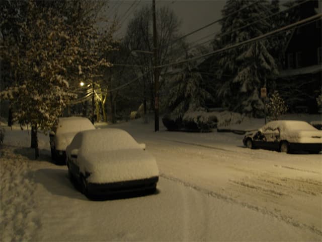 Late-night walk in new snow