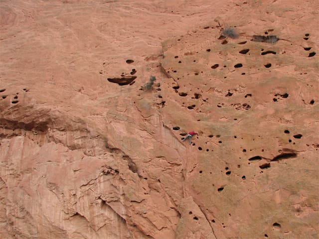 That little red speck is a climber