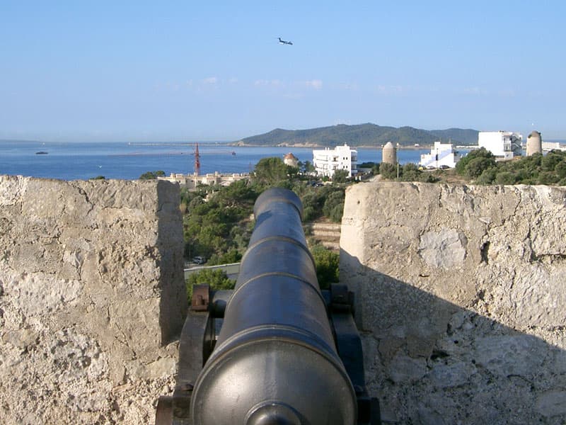 Aiming cannon at an airplane