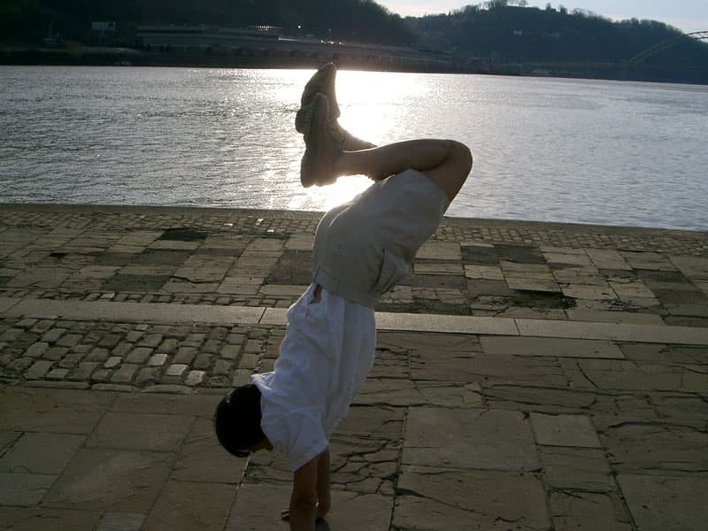 Jeff attempting a handstand