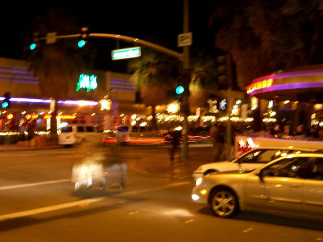 Palm Springs strip at night