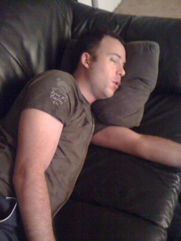 Allen caught sleeping