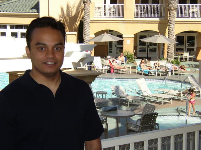 Prasad on the patio